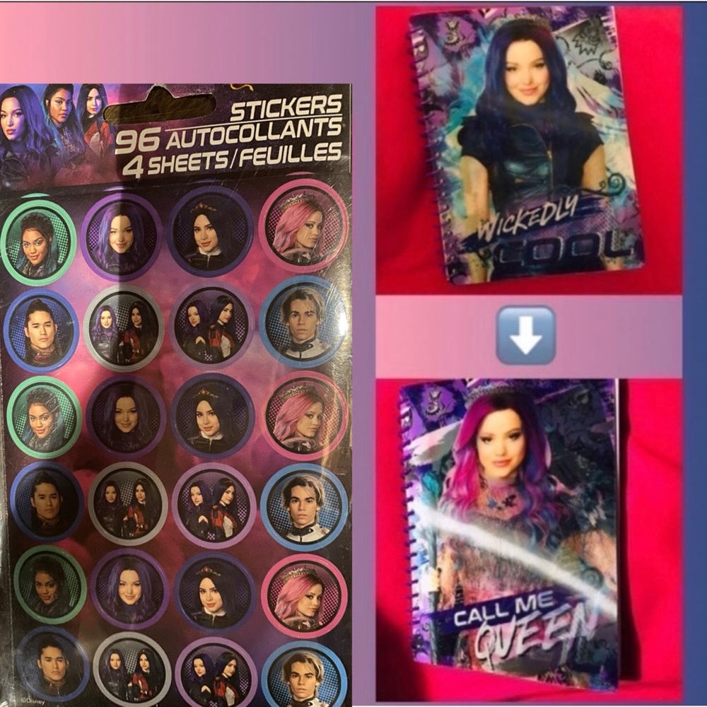 Disney Descendants Holographic Mini Notebook/Journal & Stickers Set